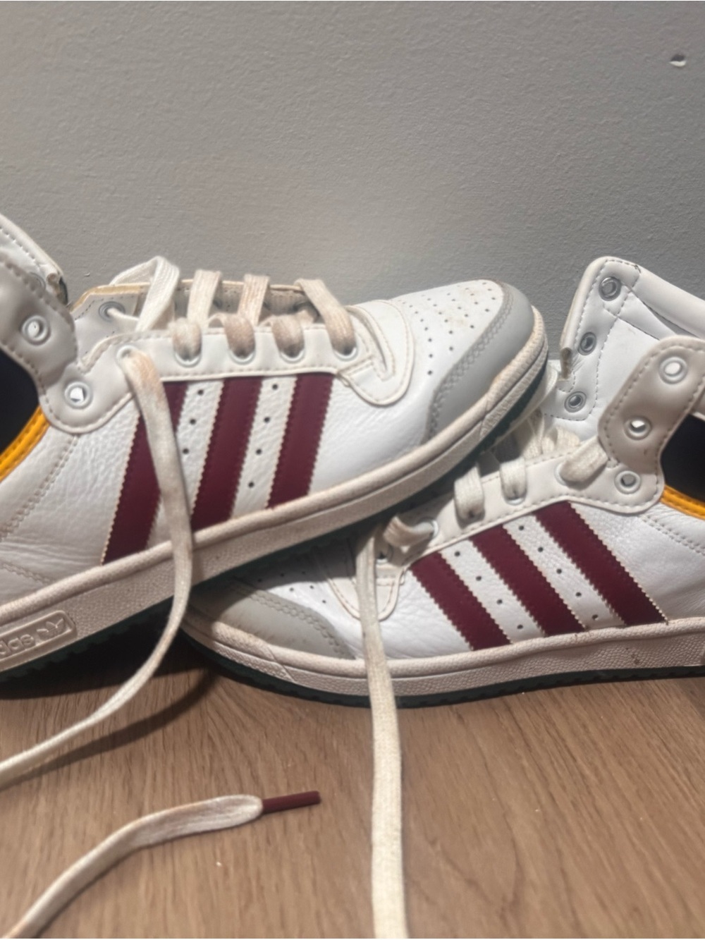 Women’s  White Sneakers with Maroon Stripes - Adidas